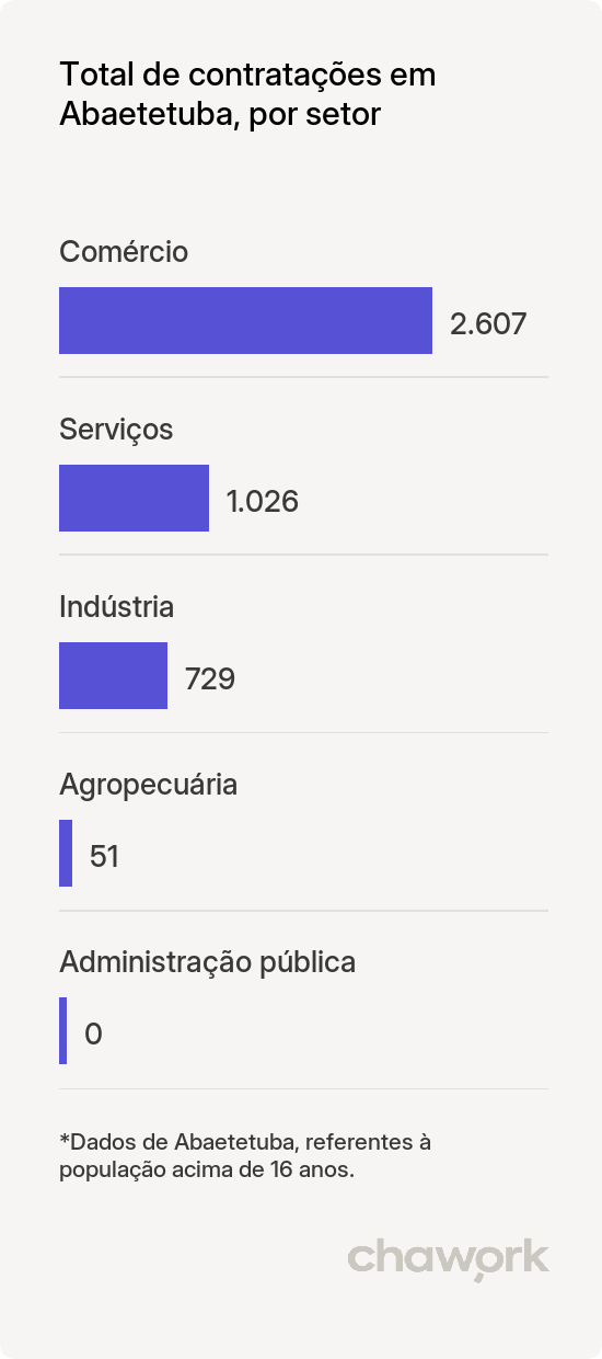 Total de contratações por setor em Abaetetuba, PA