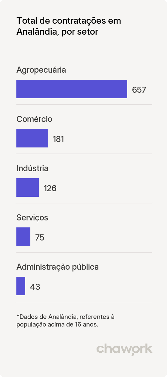 Total de contratações por setor em Analândia, SP