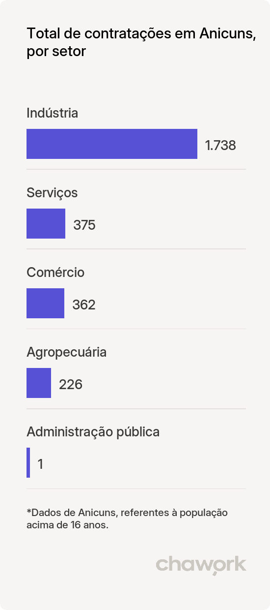 Total de contratações por setor em Anicuns, GO