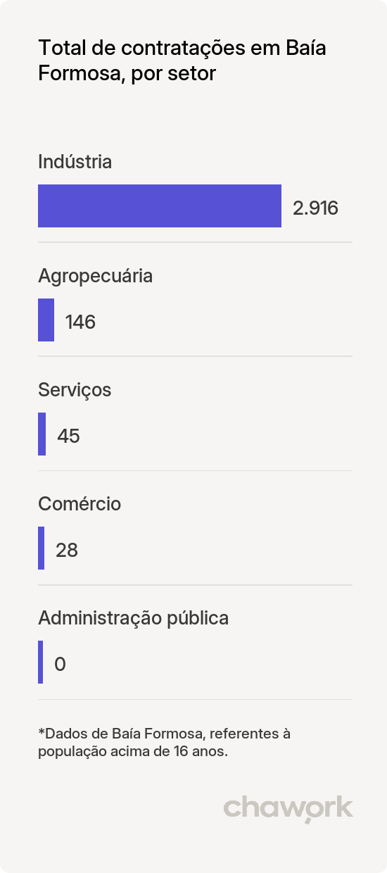 Total de contratações por setor em Baía Formosa, RN