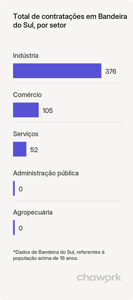 Total de contratações por setor em Bandeira do Sul, MG