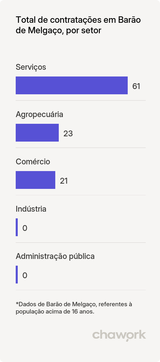 Total de contratações por setor em Barão de Melgaço, MT