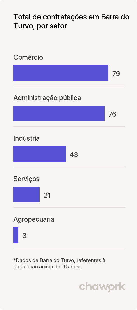 Total de contratações por setor em Barra do Turvo, SP