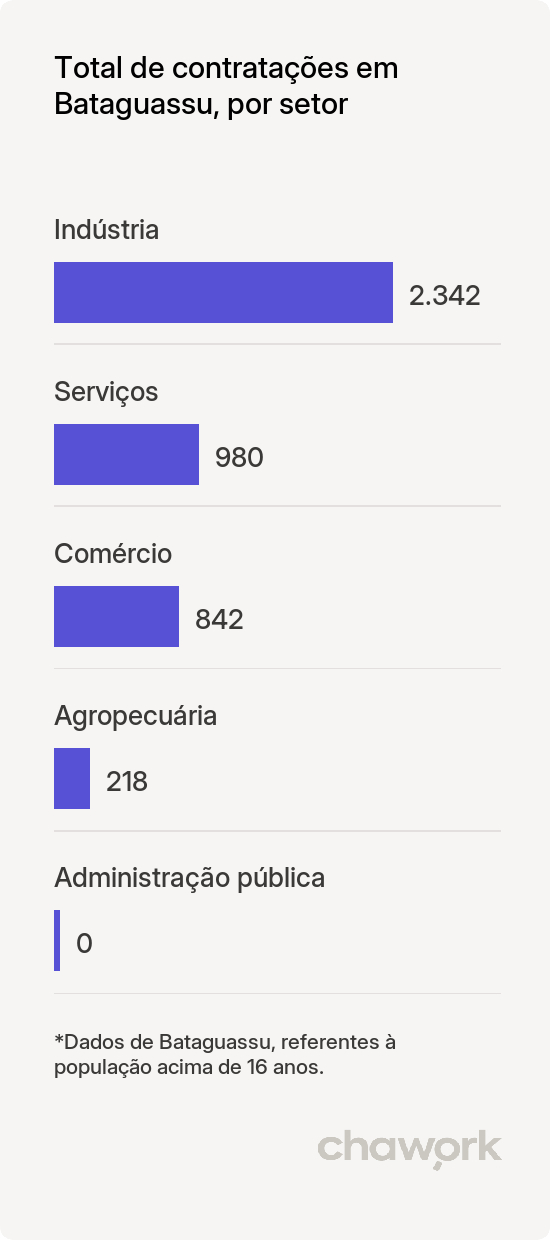 Total de contratações por setor em Bataguassu, MS