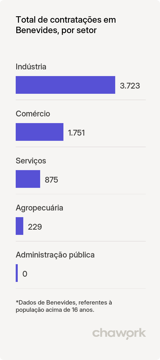 Total de contratações por setor em Benevides, PA