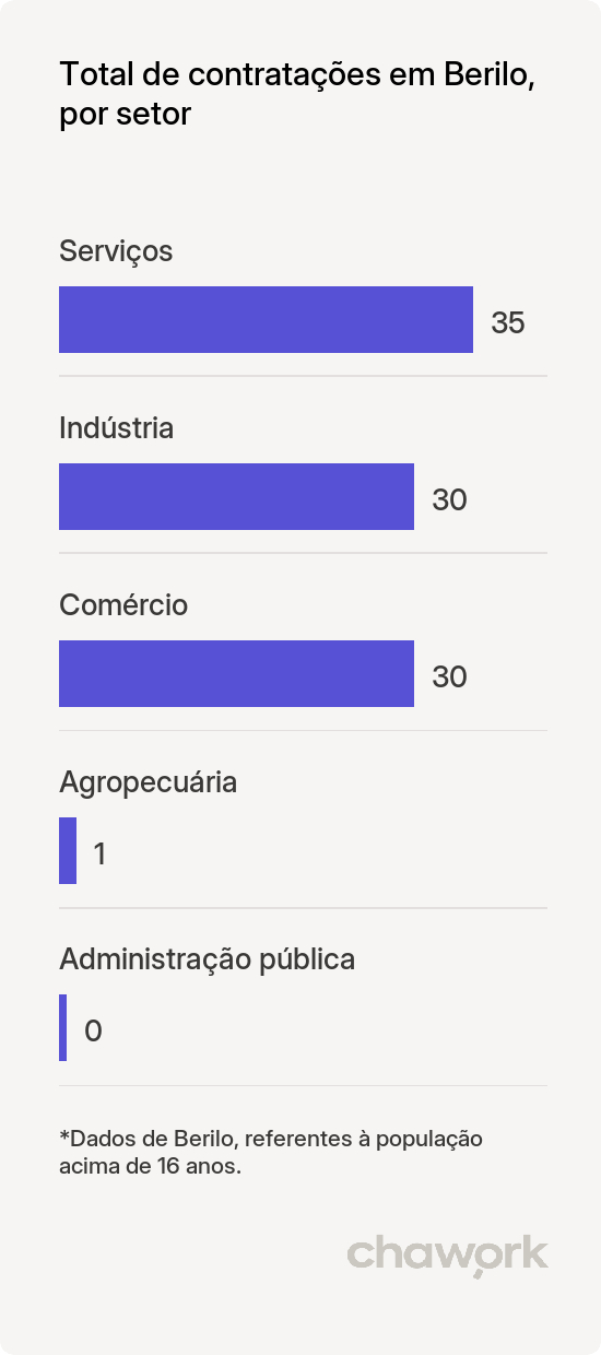 Total de contratações por setor em Berilo, MG