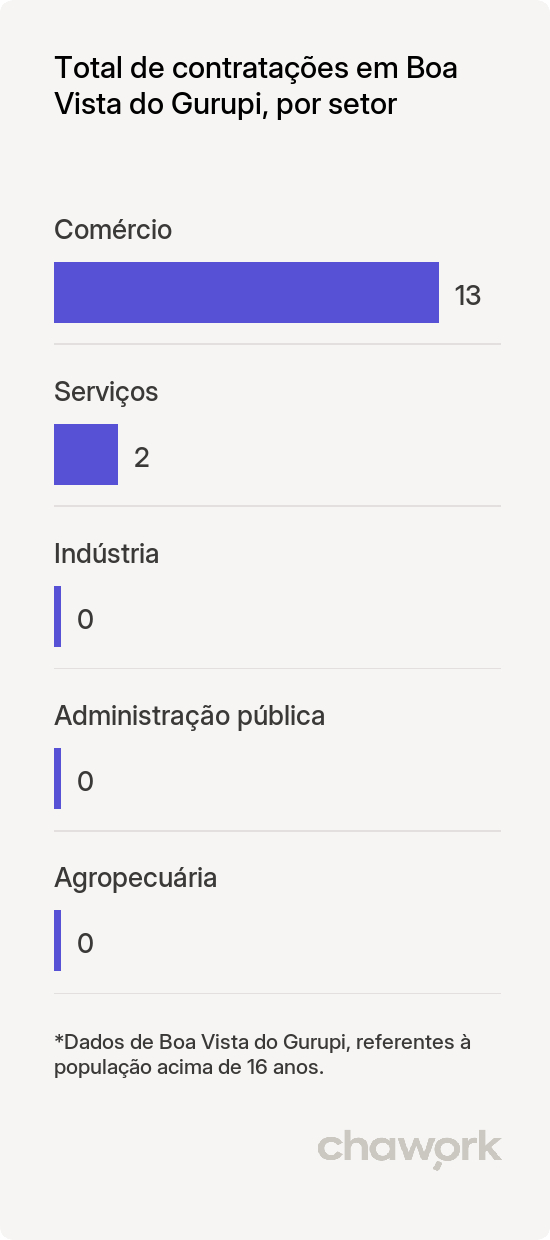 Total de contratações por setor em Boa Vista do Gurupi, MA