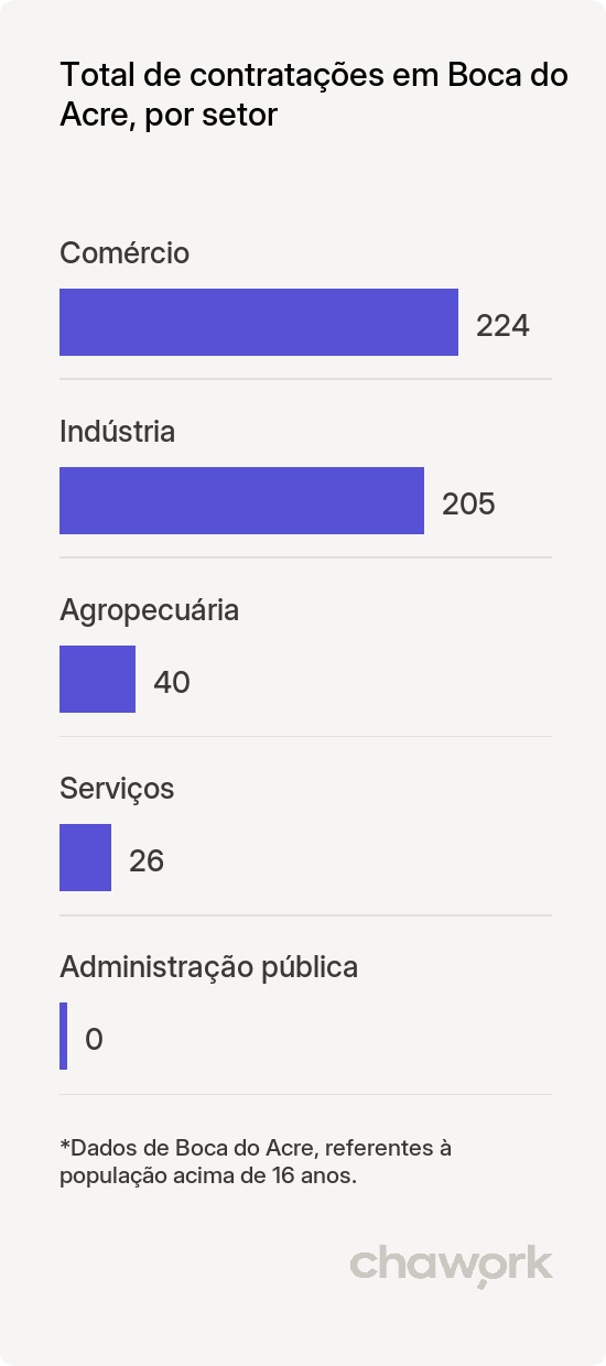Total de contratações por setor em Boca do Acre, AM
