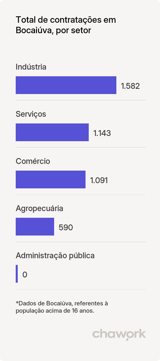 Total de contratações por setor em Bocaiúva, MG