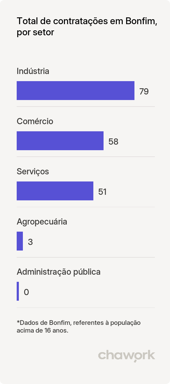 Total de contratações por setor em Bonfim, MG