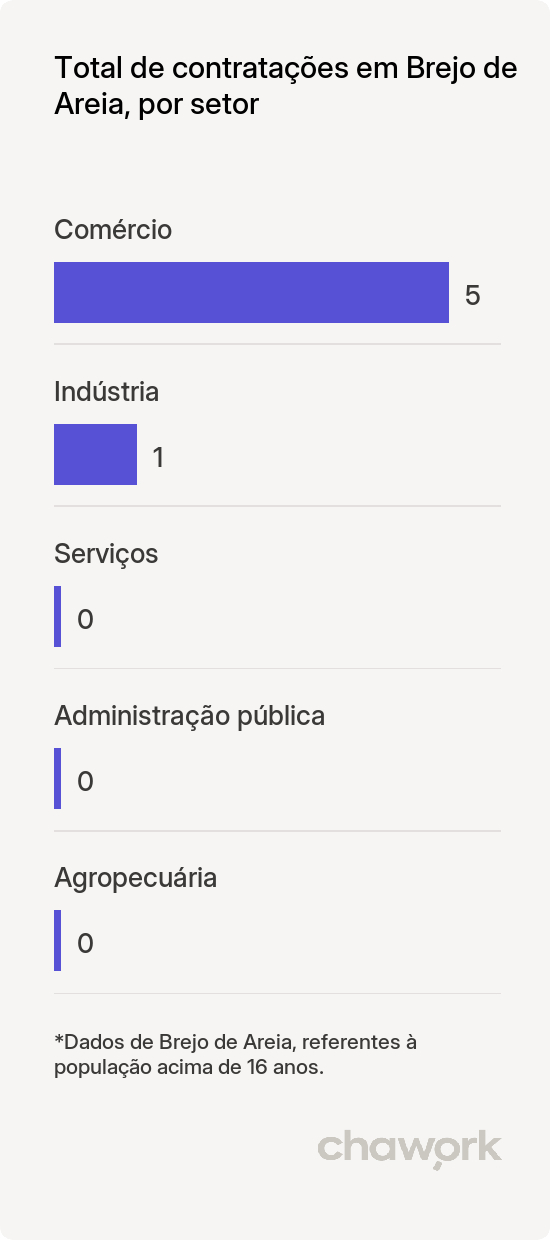 Total de contratações por setor em Brejo de Areia, MA