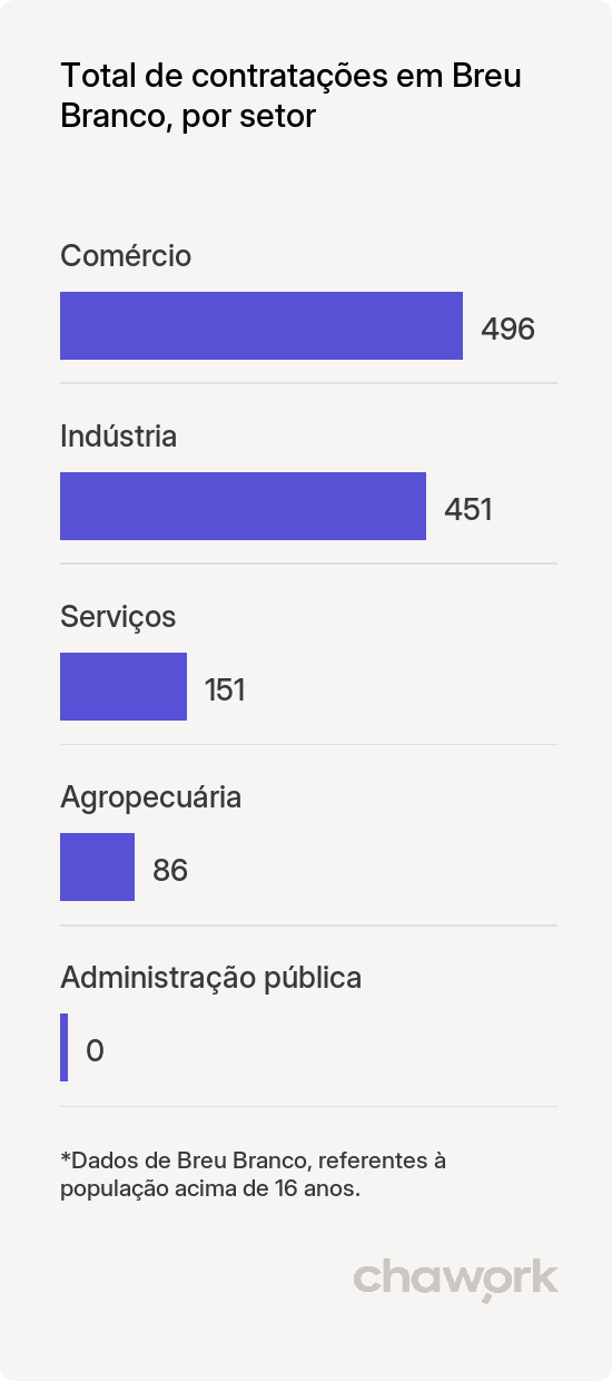 Total de contratações por setor em Breu Branco, PA