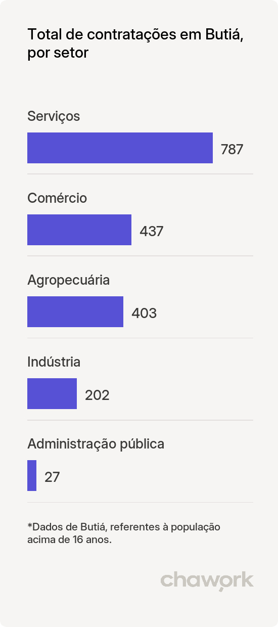 Total de contratações por setor em Butiá, RS