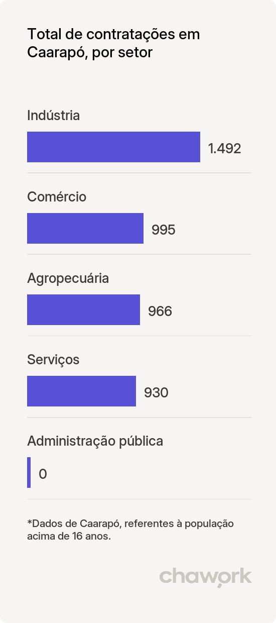 Total de contratações por setor em Caarapó, MS