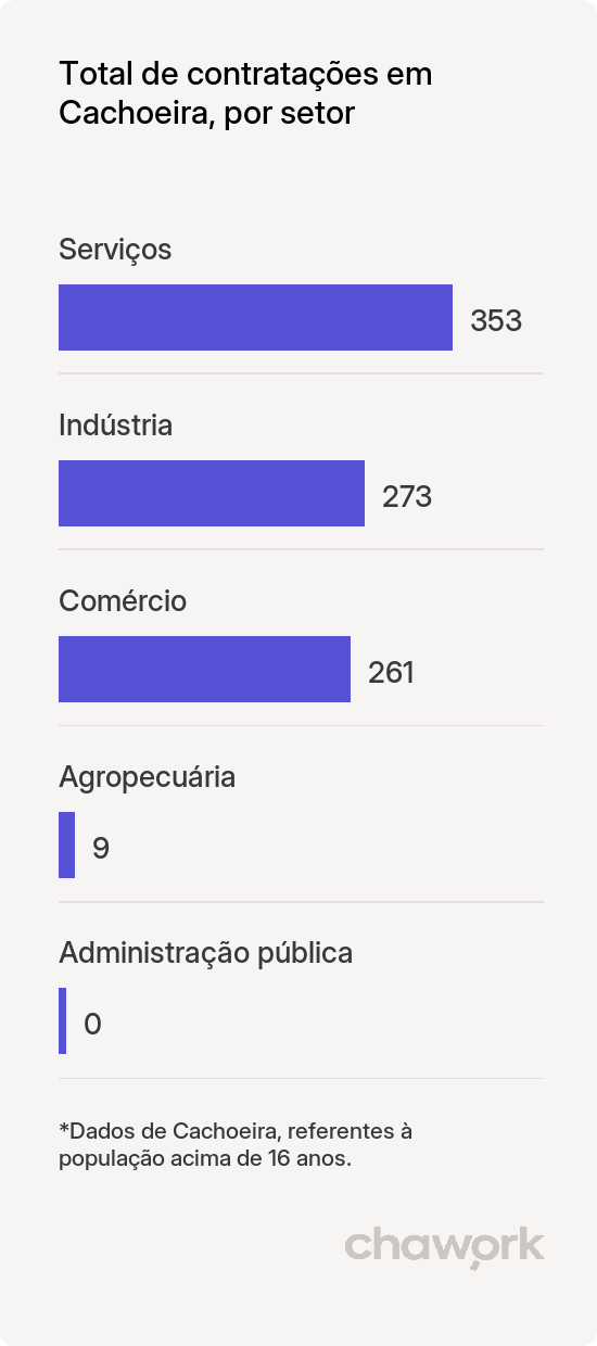 Total de contratações por setor em Cachoeira, BA