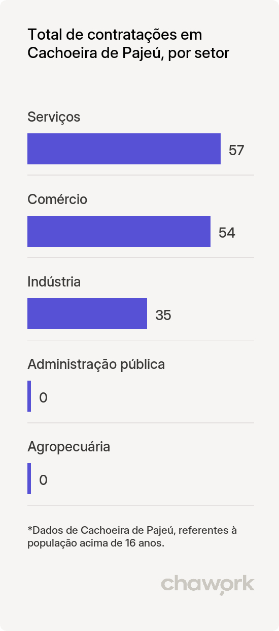 Total de contratações por setor em Cachoeira de Pajeú, MG