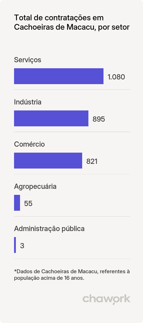 Total de contratações por setor em Cachoeiras de Macacu, RJ