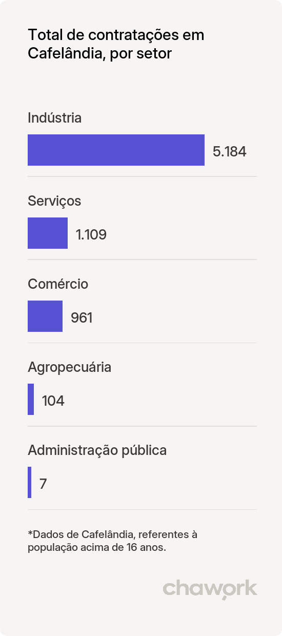 Total de contratações por setor em Cafelândia, SP