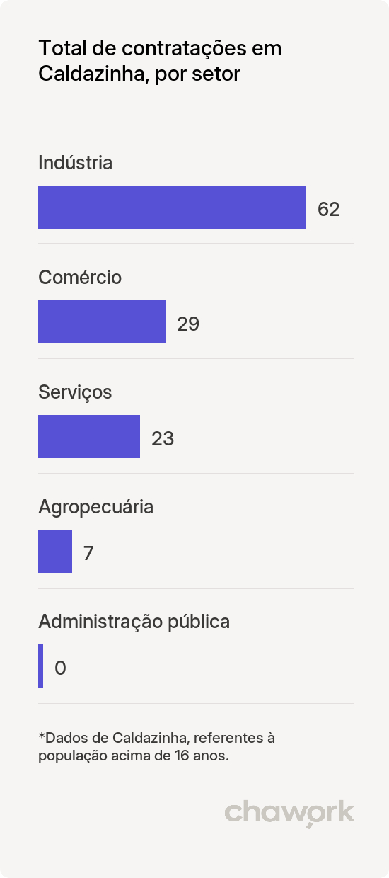 Total de contratações por setor em Caldazinha, GO