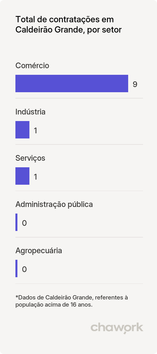 Total de contratações por setor em Caldeirão Grande, BA