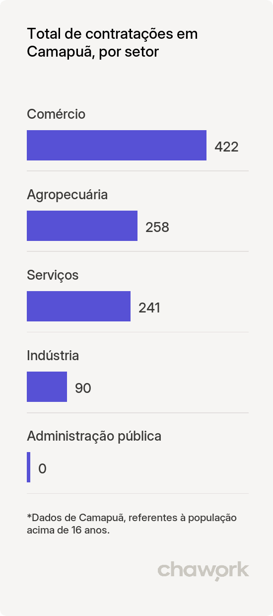 Total de contratações por setor em Camapuã, MS