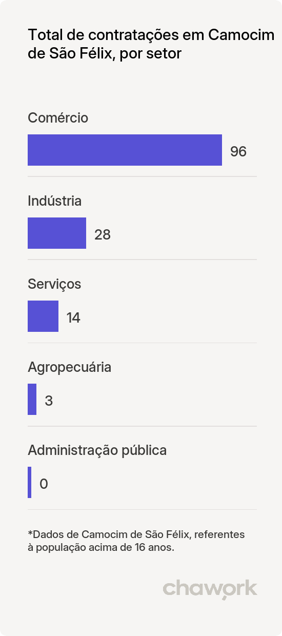 Total de contratações por setor em Camocim de São Félix, PE