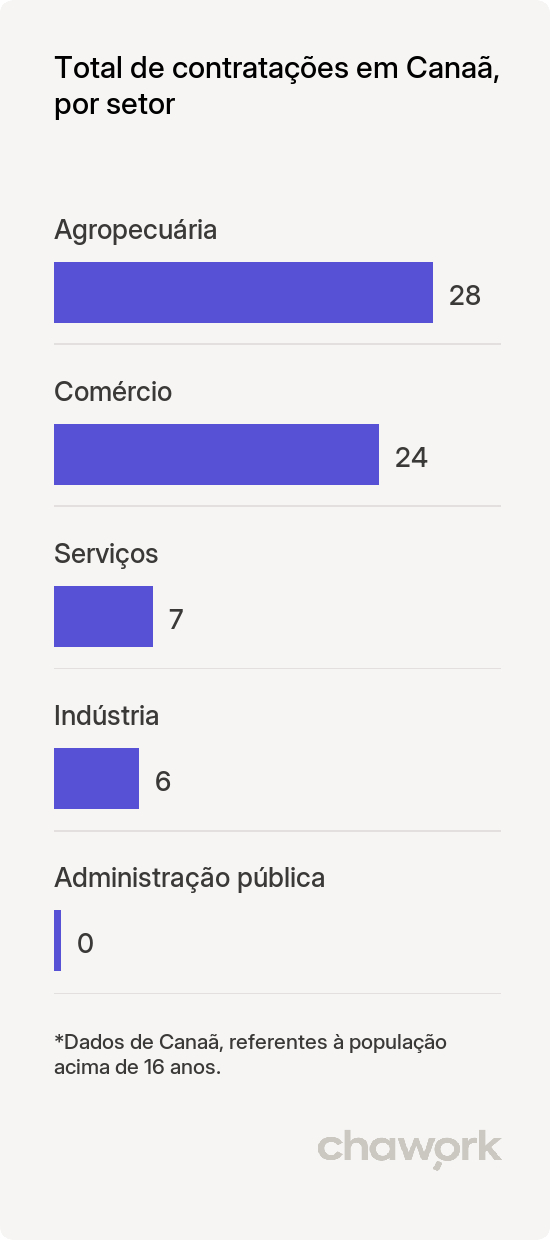 Total de contratações por setor em Canaã, MG