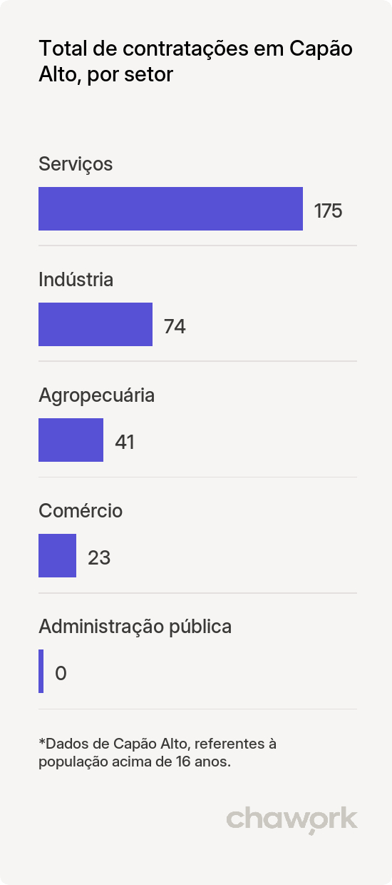 Total de contratações por setor em Capão Alto, SC