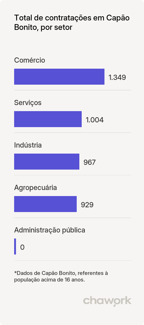 Total de contratações por setor em Capão Bonito, SP