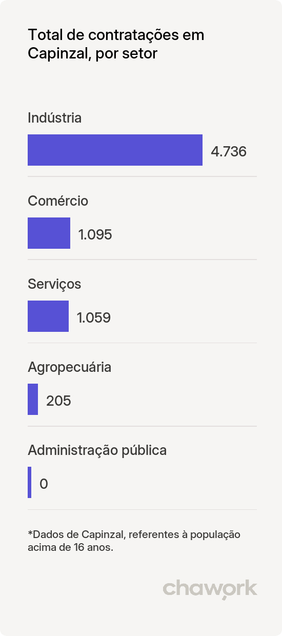 Total de contratações por setor em Capinzal, SC