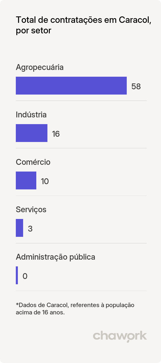 Total de contratações por setor em Caracol, MS