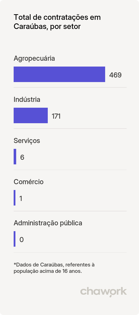 Total de contratações por setor em Caraúbas, RN