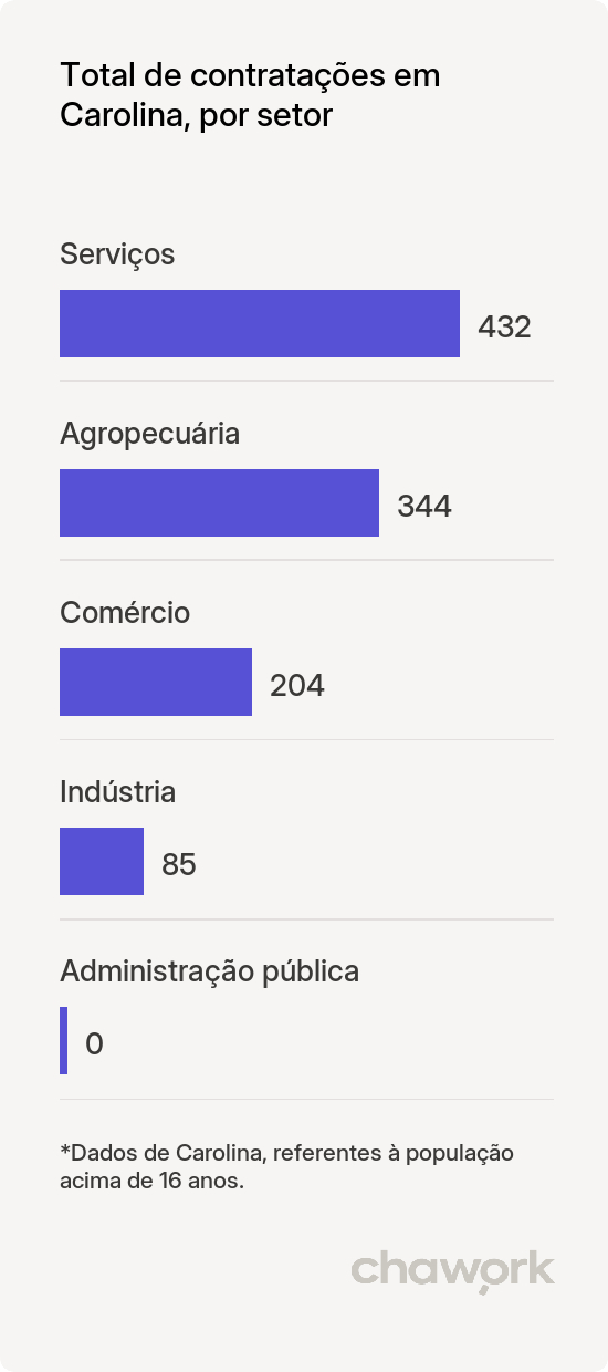 Total de contratações por setor em Carolina, MA
