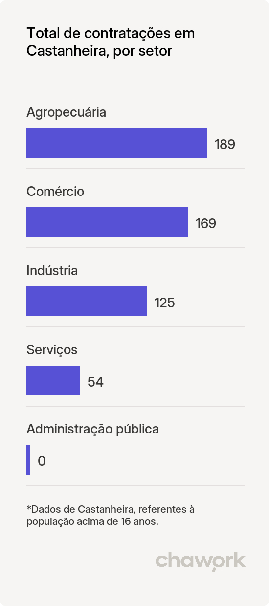 Total de contratações por setor em Castanheira, MT