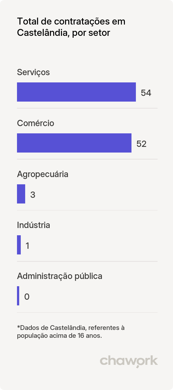 Total de contratações por setor em Castelândia, GO