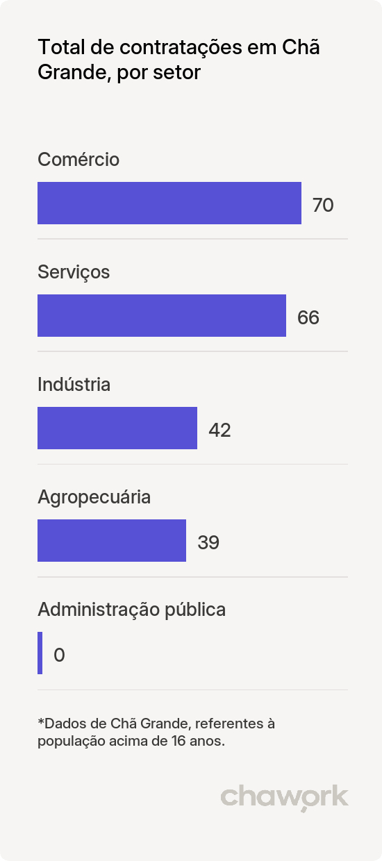 Total de contratações por setor em Chã Grande, PE