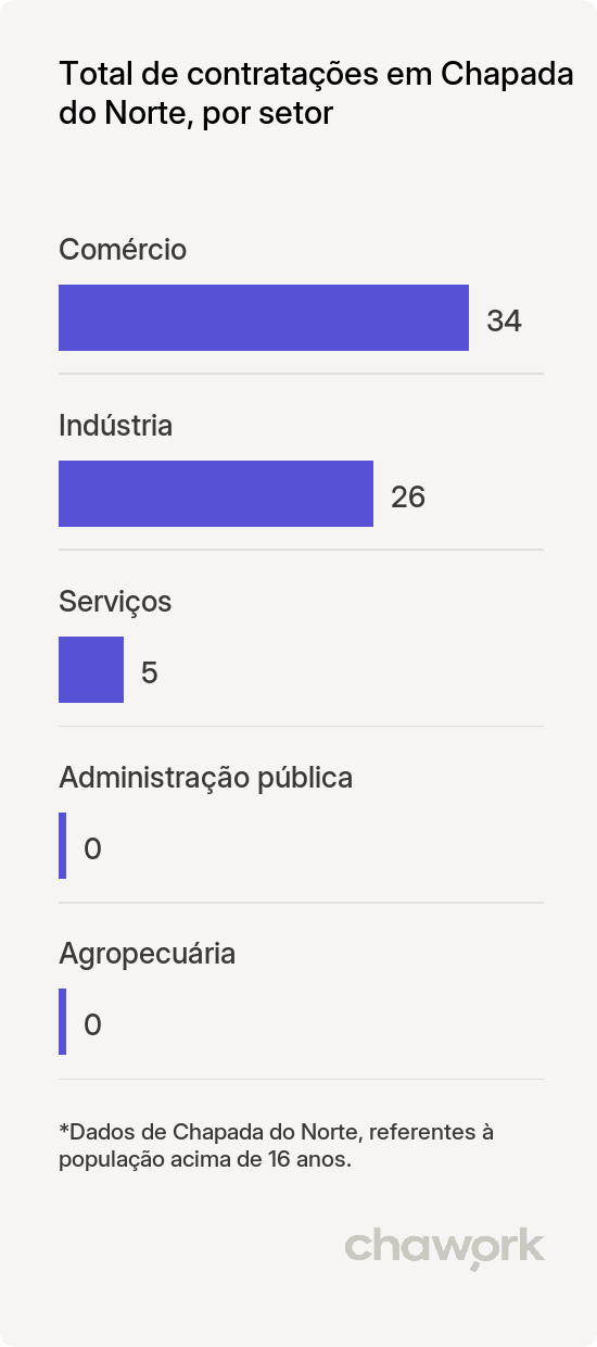 Total de contratações por setor em Chapada do Norte, MG