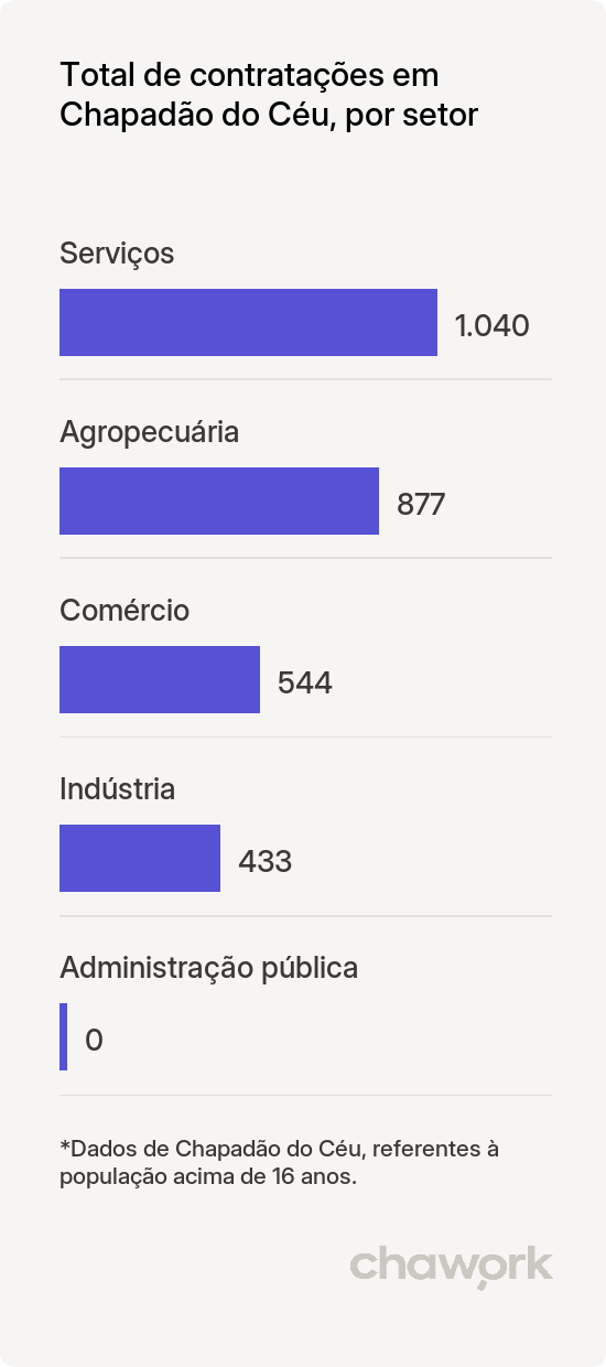 Total de contratações por setor em Chapadão do Céu, GO
