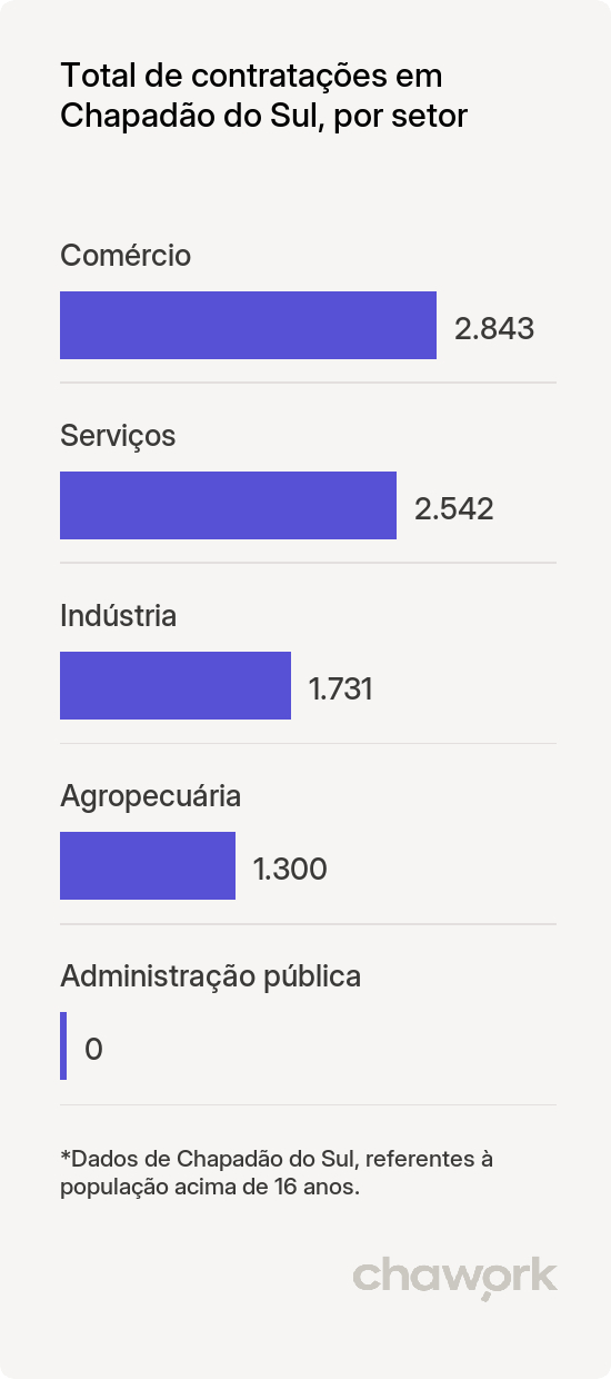 Total de contratações por setor em Chapadão do Sul, MS