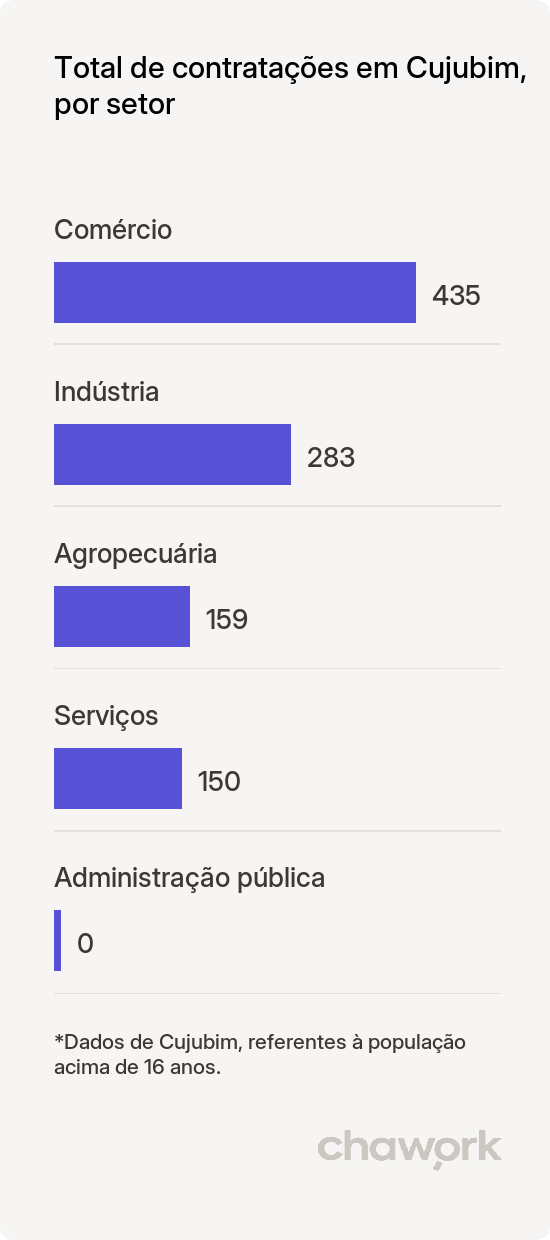 Total de contratações por setor em Cujubim, RO