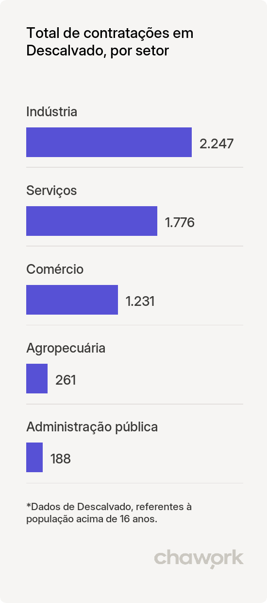 Total de contratações por setor em Descalvado, SP