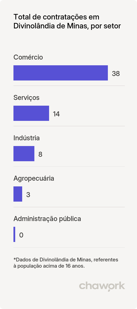Total de contratações por setor em Divinolândia de Minas, MG
