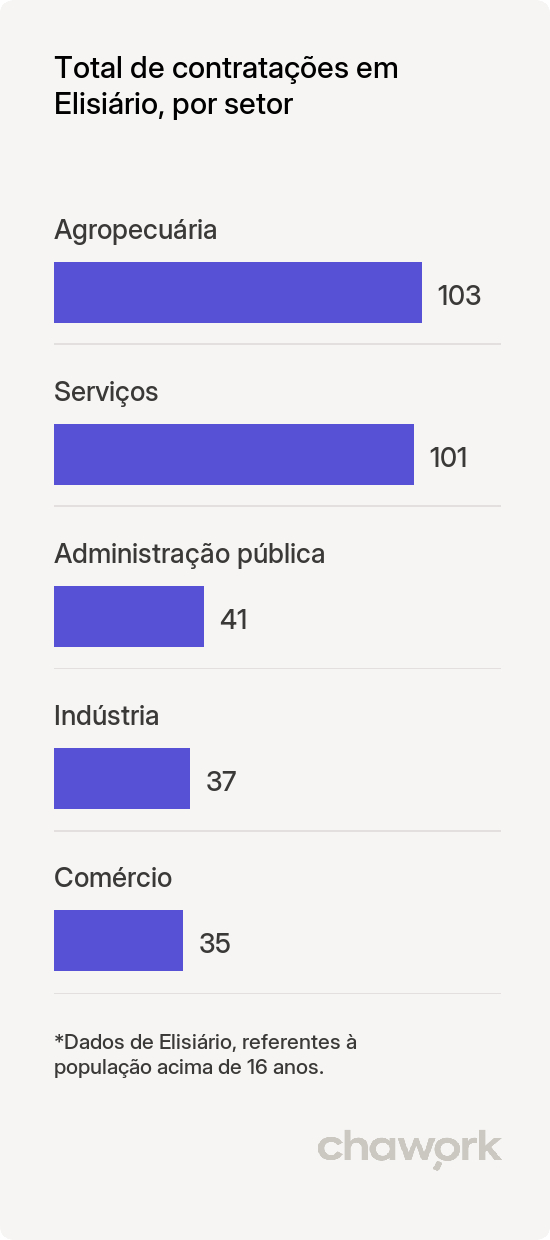 Total de contratações por setor em Elisiário, SP