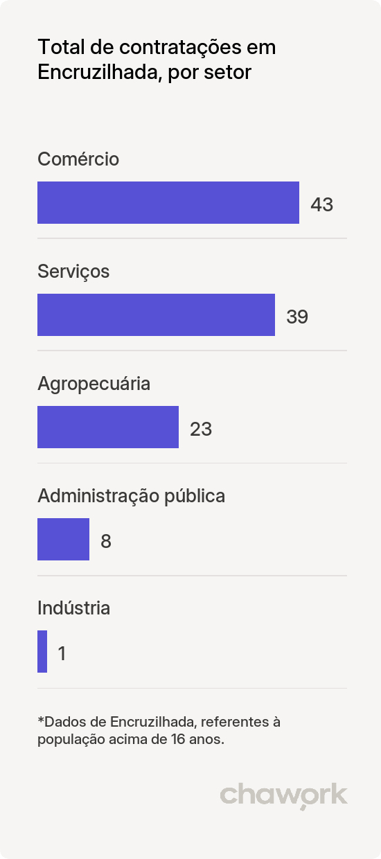 Total de contratações por setor em Encruzilhada, BA