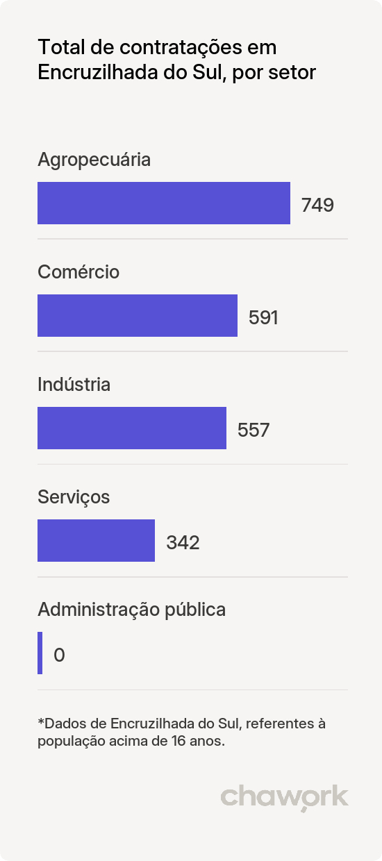 Total de contratações por setor em Encruzilhada do Sul, RS