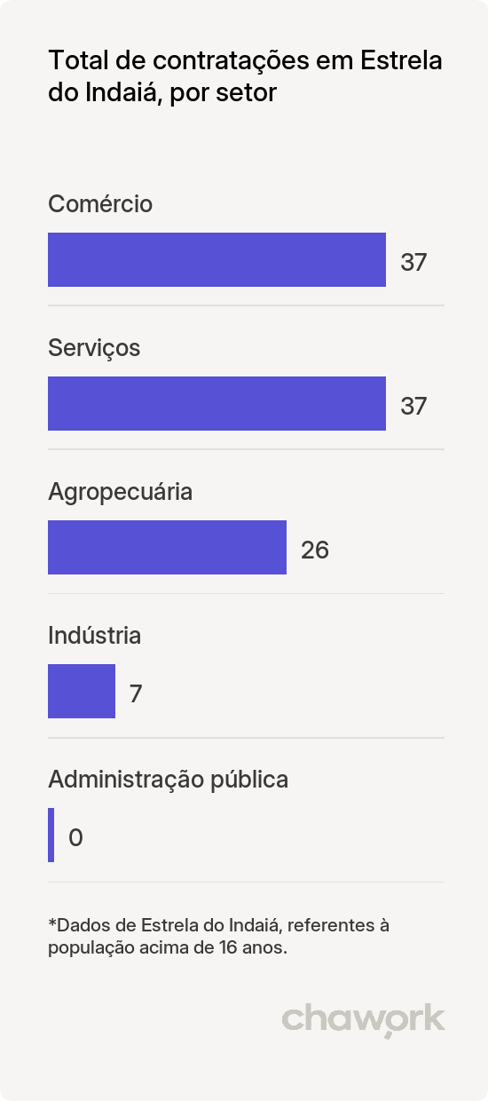 Total de contratações por setor em Estrela do Indaiá, MG