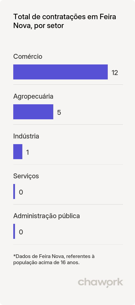 Total de contratações por setor em Feira Nova, SE