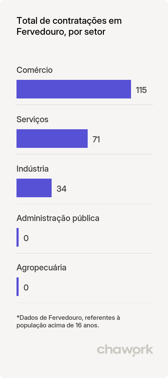 Total de contratações por setor em Fervedouro, MG