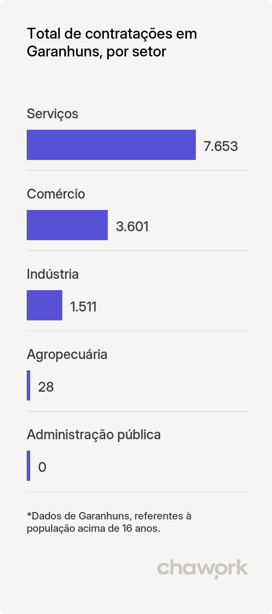 Total de contratações por setor em Garanhuns, PE