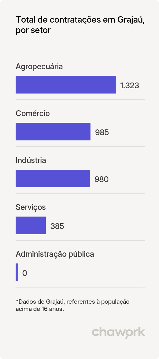 Total de contratações por setor em Grajaú, MA